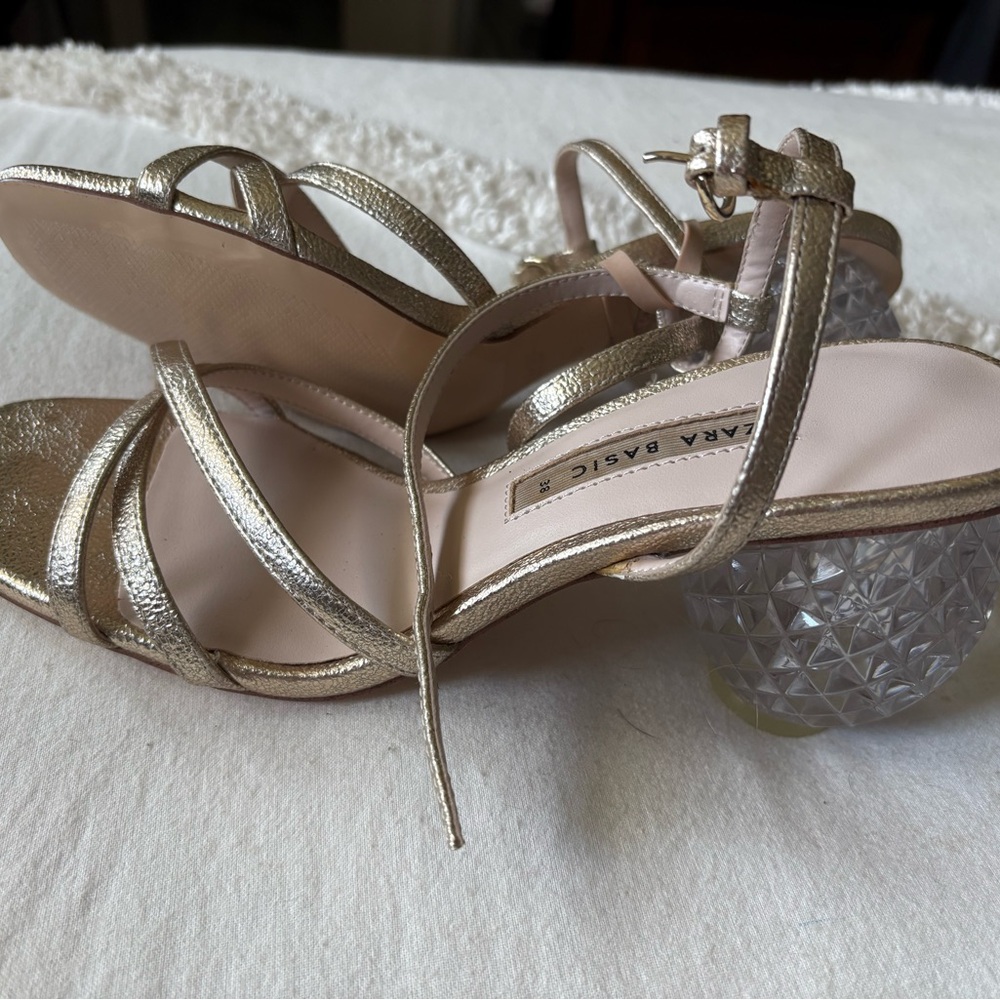 Zara Metallic Strappy Heels